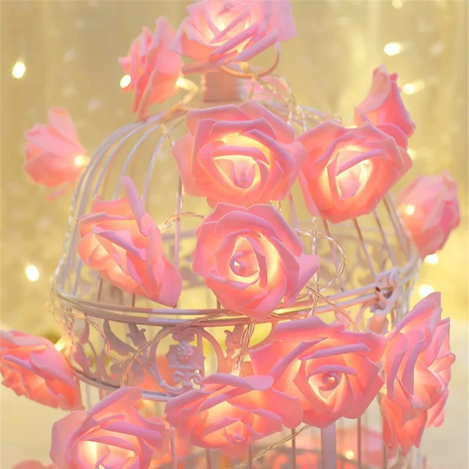 Rose Flower LED Clear Cable Bedroom Indoor Party USB/Battery Fairy String Lights - Image 3 of 4