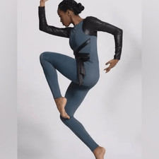 WEISSMAN Elite Dance Costume unitard teal blue Landfill NV13063 mature adult XSA