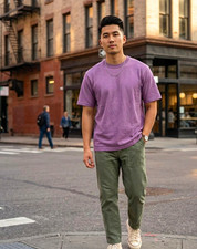 UNIQLO U Men  s Purple Solid Crew Neck Short Sleeve Cotton Logo T-Shirt Size S