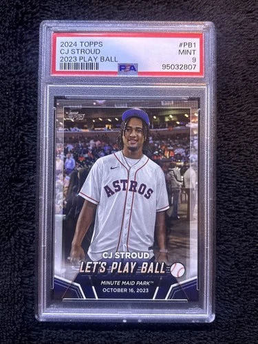 2024 Topps Series 2 CJ Stroud 2023 Let's Play Ball Insert #PB-1 Astros PSA 9