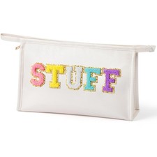 Y1tvei STUFF Zipper Pouch Large - Colorful Preppy Stuff Chenille Letter Bag f...