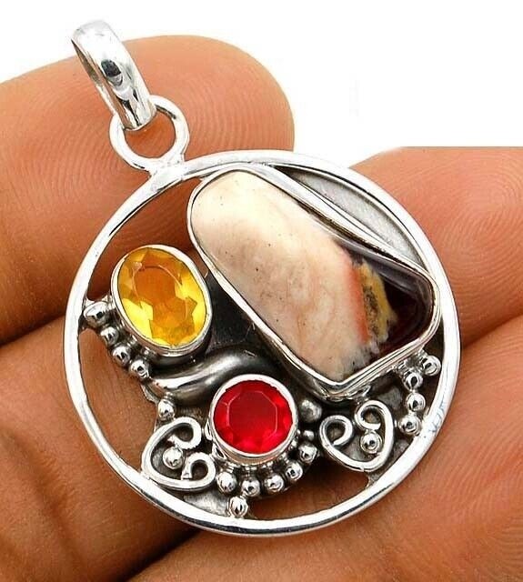 Natural Peanut Wood Jasper 925 Solid Sterling Silver Pendant Jewelry @9-2