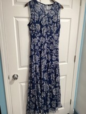 Madewell Ruffled Tiered Maxi Dress Womens 10 Blue  Floral Lined Sleeveless NWT