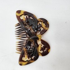 Vintage Goody Butterfly Hair Comb Set Plastic Celluloid Made In USA Brown