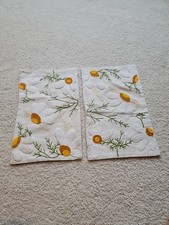 Set Of 2 Embroidered Botanical Pillow Covers Boho White Flowers 19x12