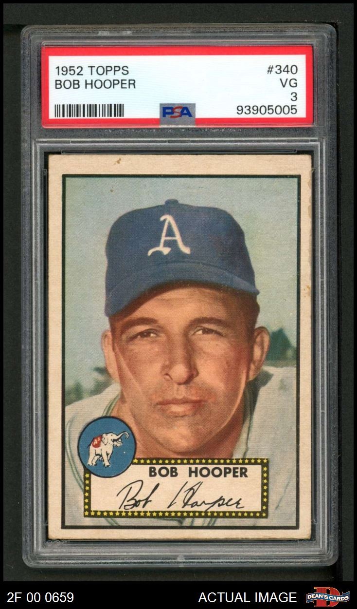 1952 Topps #340 Bob Hooper Athletics PSA 3 - VG