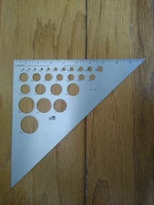 Fairgate 10" Metal Drafting 45 Triangle 71-110 26 Circle Templates 1/16-1 3/8