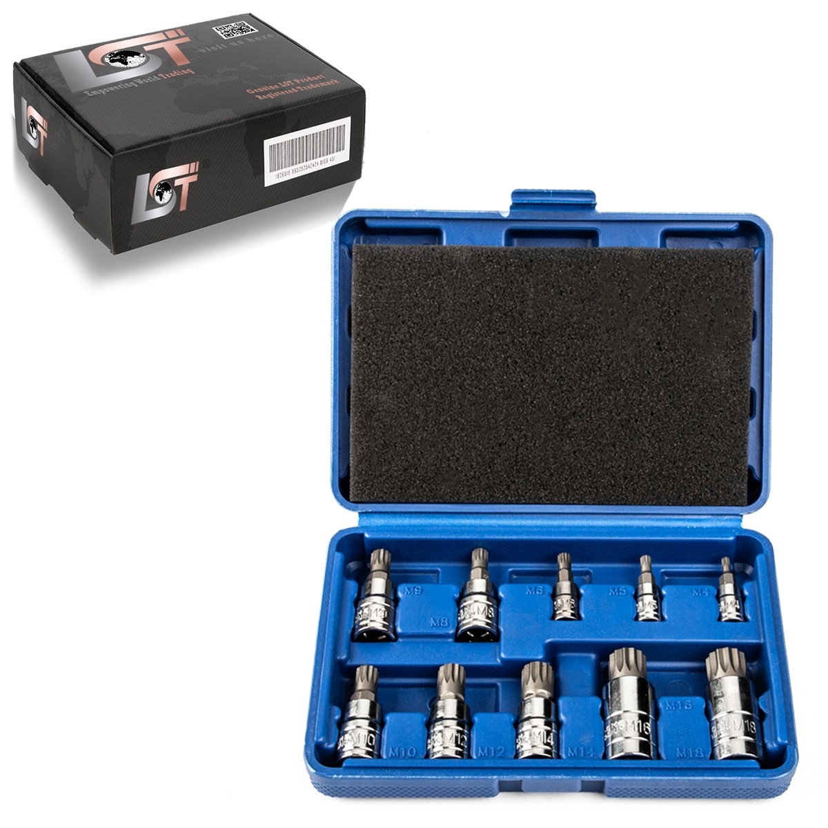 Bit Set Internal Multi-Tooth Nuts M4 M18 1/2"" Socket XZN Chrome-Vanadium Steel