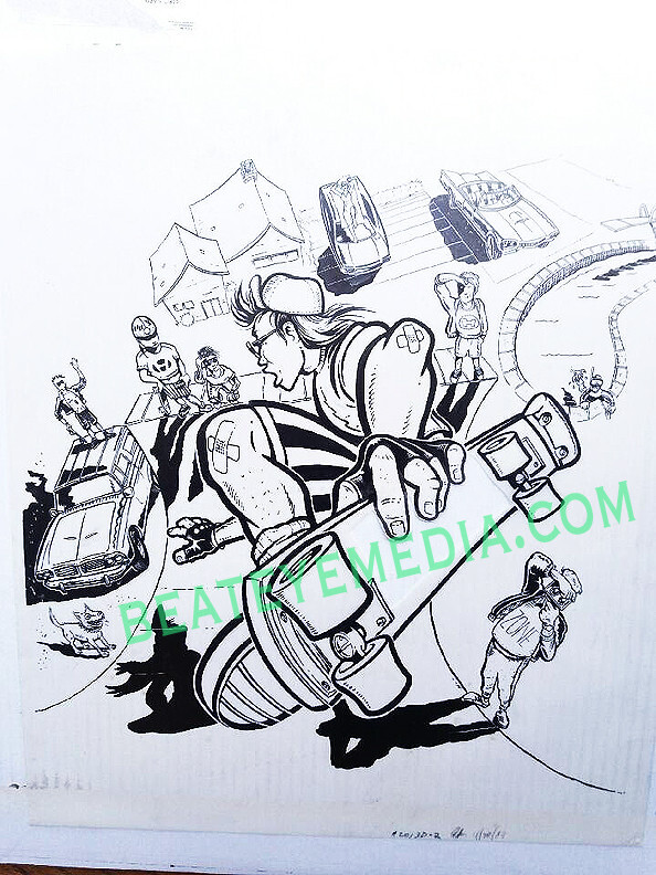 THE PIZZ ORIG ART-COMICS,CHOPPER,skateboard,ROTH,HOTROD,VON DUTCH,LOW BROW,TATOO