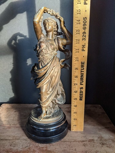 Greek Roman Diana Artemis ? goddess Statue figurine Cast art nouveau woman 15" - Picture 10 of 10