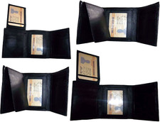 Lot of 4 New Trifold Leather Man  s wallet 2 ID 2 bill slots Black 6 card wallet