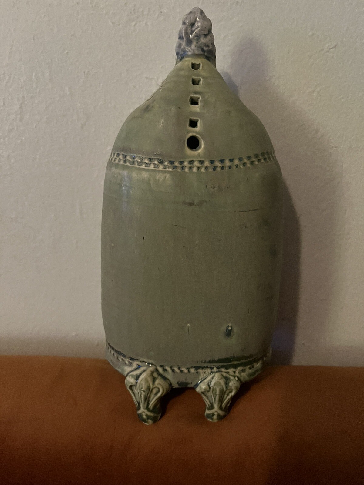 Artist Signed Cone Incense Burner Pottery Stoneware Candle/Oil Lamp eBay