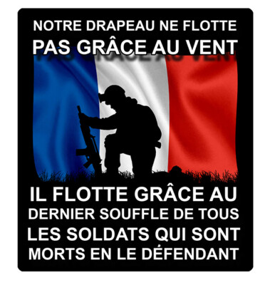 Adesivo Francese Esercito &ndash; FRANCE HONNEUR ET PATRIE &ndash; Sosteniamo Le Nostre Truppe HB153