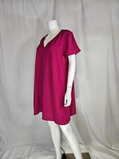 Mittoshop Magenta Short Cap Sleeve V-Neck Mini Dress