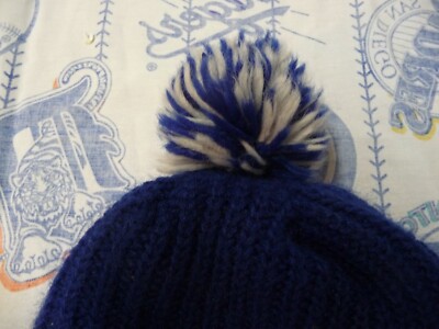 Vintage 70s 80s Dallas Cowboys Blue Silver Beanie Pom Knit  display picture 3