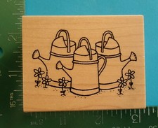 Great Impressions WATERING CANS with FLOWERS Rubber Stamp