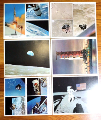 Set of 6 NASA Apollo Program Moon Landing 8x10 Color Photographs, VTG 1968-1971