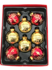 Christmas Ornaments Box of 8 Red Gold Filigree Rite Aid Home for the Holidays