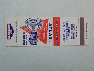 AP126 Matchbook Cover Johnny McElrath Standard Service Station Centre AL Alabama