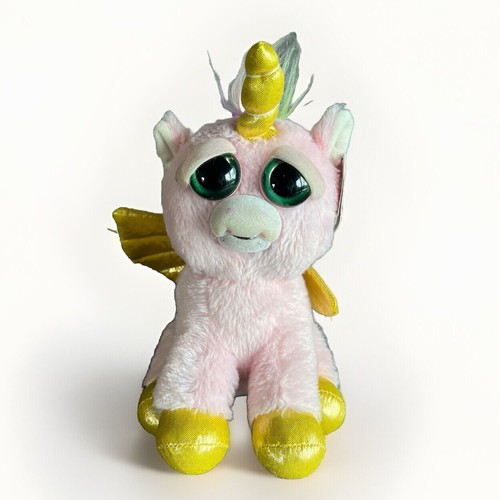 Feisty Pets Ali Cornball the Pink Gold Unicorn 10" Plush Rainbow Hair Tag Rare