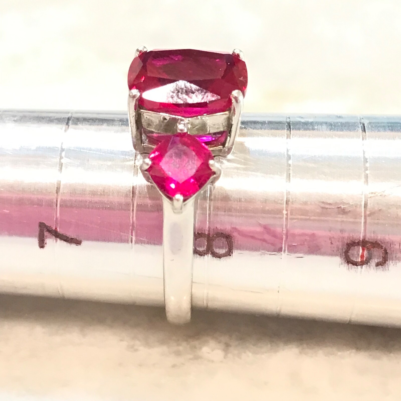 Ruby Ring 925 BBJ Sterling Silver 3 Red Statement… - image 5