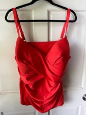 Blair Womens Red One-Piece Swimsuit With Adjustable Straps Ruched Design Size