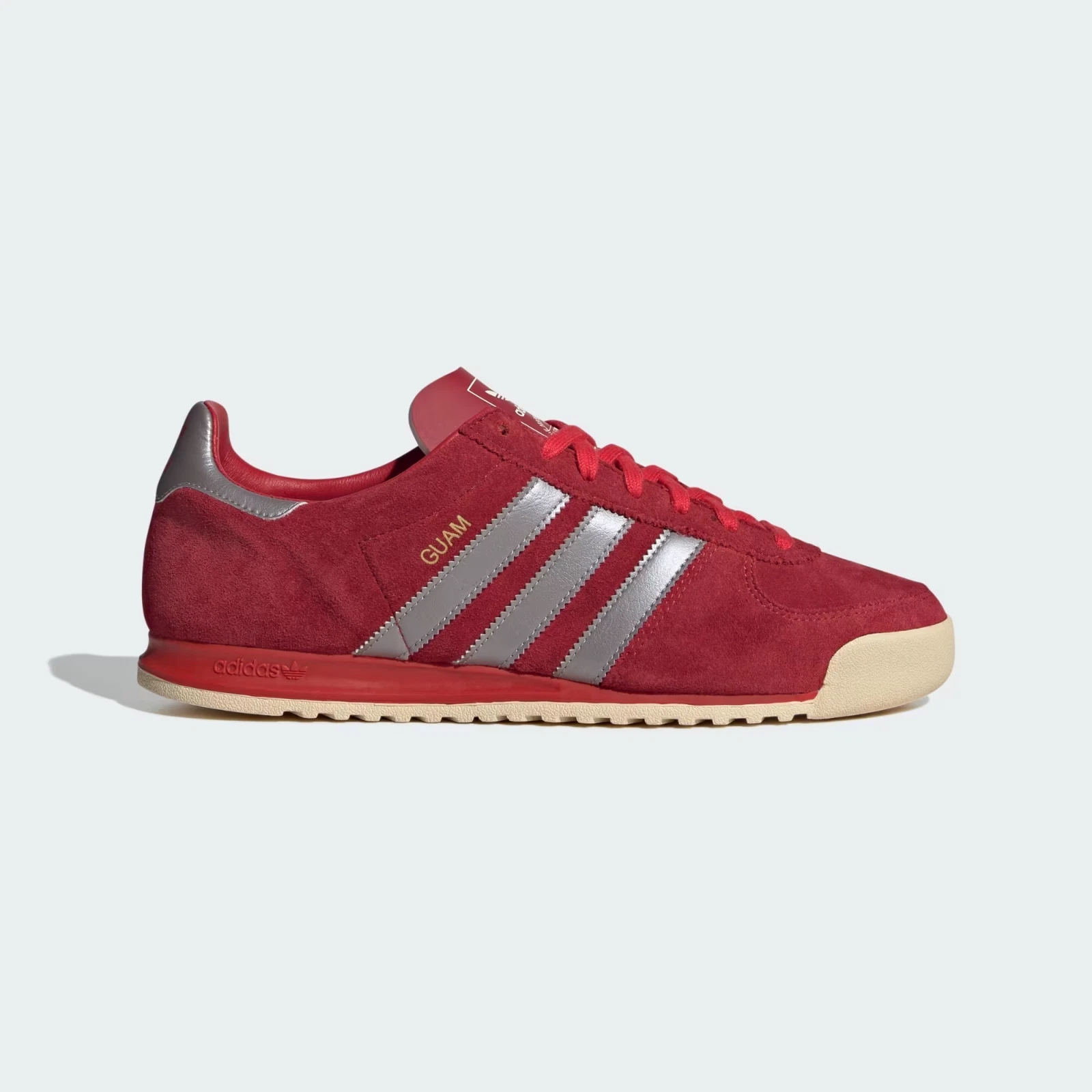 adidas Originals Guam Shoes in Maroon and Silver Trainers UK 11.5