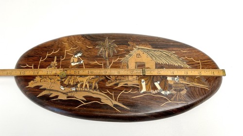 Vintage Indian marquetry wood inlay picture 16”x7.5” - Picture 3 of 7