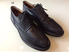 SAXONE MEN’S BLACK LEATHER WING TIPS OXFORDS SIZE 10 $98.00