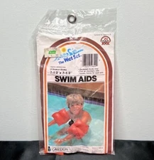 Vtg Intex The Wet Set Swim Water Aids Orange Arm Floats Vinyl Pair 7.5”x7.5" NEW