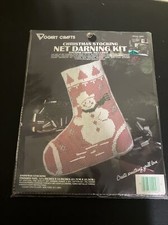 Vintage Vogart Crafts Christmas Stocking Kit Net Darning Kit Snowman Style 2946