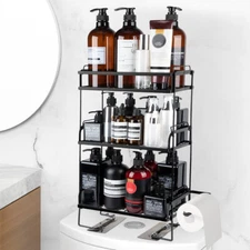 Over-The-Toilet Storage Rack 3/2/1Tier Bathroom Organizer w/ 2Hooks&Paper Holder