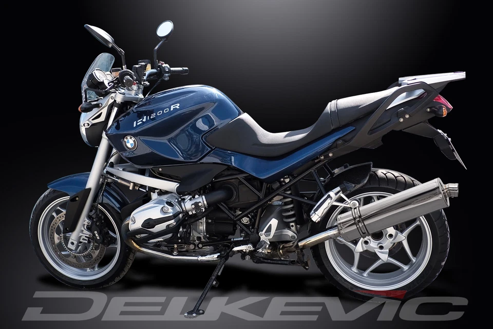 BMW R1200R R1200RT 2006-2009 Kit de silenciador de escape ovalado de acero inoxidable de 18" Foto 4 de 4