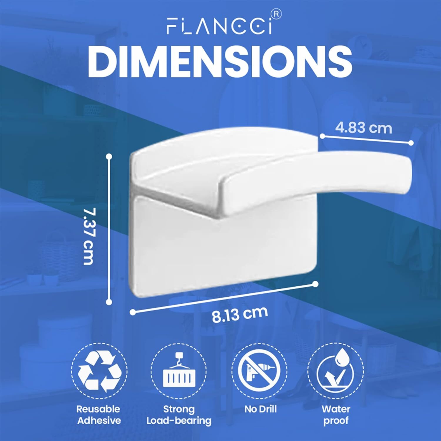 FLANCCI Hat Hooks for Wall, Minimalist Hat Rack Design, Self Adhesive