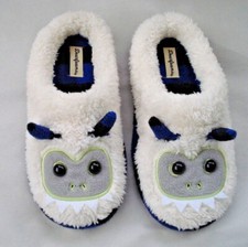 Dearfoams Boys Slipper Shoes White Faux Fur Monster Size 13 NEW