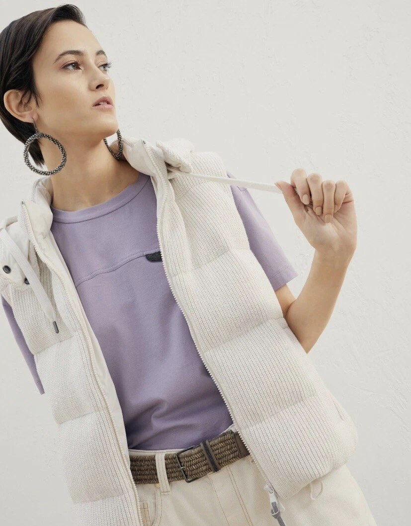 Brunello Cucinelli knit-sleeve puffer jacket - Neutrals