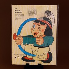 1960er Laubsägearbeit Vorlage 19cm Vintage Dullien OVP Indianer Pfeil Bogen Deko