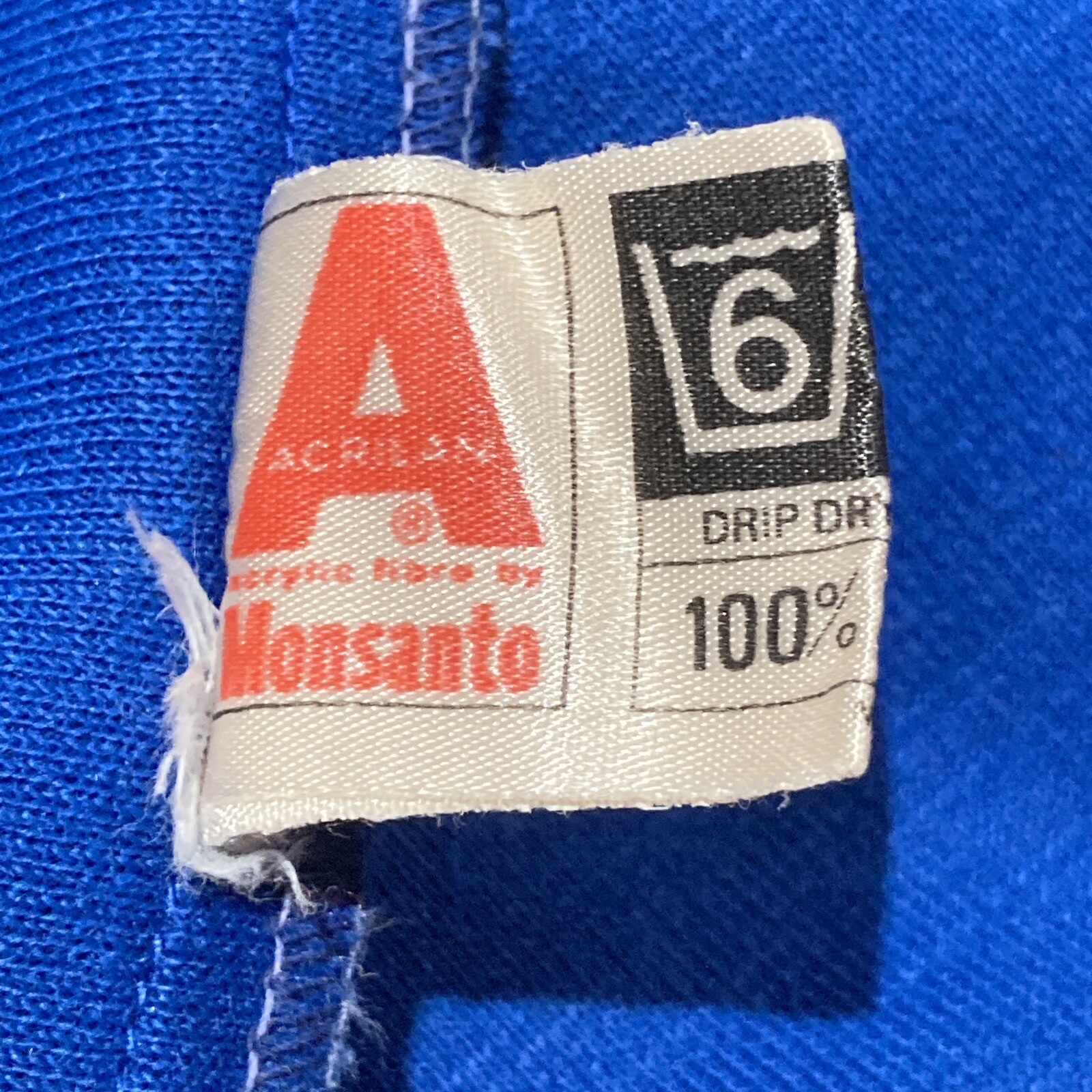 Vintage Early 1970s Acrilan Jersey Blue Lace-up Top, 21" from pit to pit approx. 6