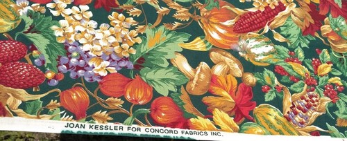 Joan Kessler tessuto cotone vintage autunno autunno ghiande fungo 68x44" colorato - Foto 6 di 9