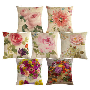 Peony Style Flower Coushion Cover Throw Pillow Case Home Sofa Decoration SI
