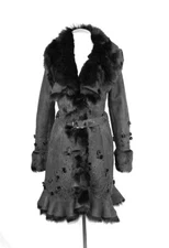 100% LEATHER LUXURY LAMBSKIN SHEARLING COAT SIZE 42 BRAND NEW 1128