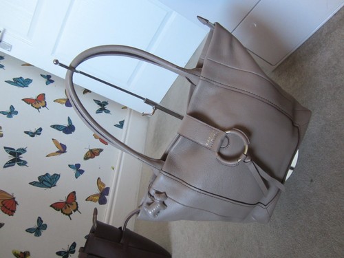 Radley large taupe leather shoulder tote.