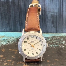 Timex 33MM Indiglo Unisex Brown Leather Buckle Band Analog Watch