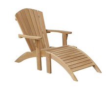 Adirondack Armchair & Footstool in Natural Teak - Lounger Deck Chair 