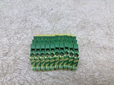 Wago 782-607 Yellow Green Wiring Terminal Block Din Rail 6 mm 2 Lot of 10