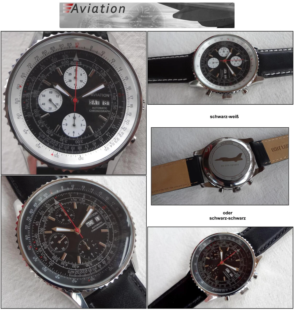 Aviation Automatik-Uhr mit Chronograph Werk  