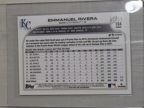 2022 Topps Chrome Sonic Green Yellow Sonic Emmanuel Rivera RC Rookie 09/99  - Picture 2 of 3