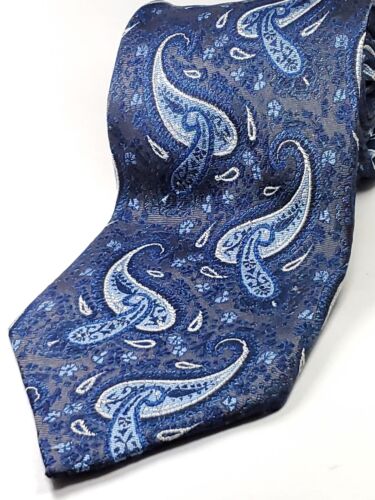 NAUTICA 100% Silk Tie Men's Blue White Gray Paisley Necktie NEW