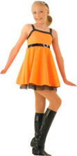 Costume da ballo Sassy Chick bambino X-Small Go Go Mini ARANCIONE vestito a rubinetto nuovo