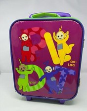 Vintage Teletubbies Green Purple Rolling Suitcase Travel Luggage Carry On Tote